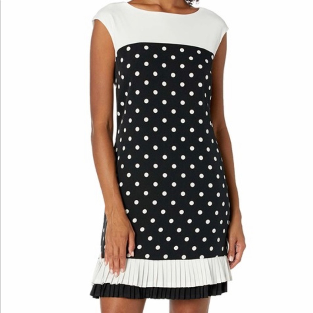 White and black polka dot dress